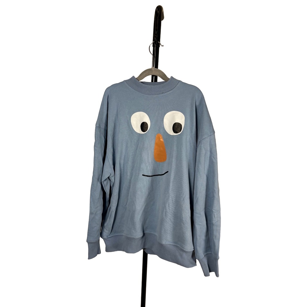 Kina and Tam Character Face Sweatshirt Light Blue Graphic Pullover Sz Small NWOT